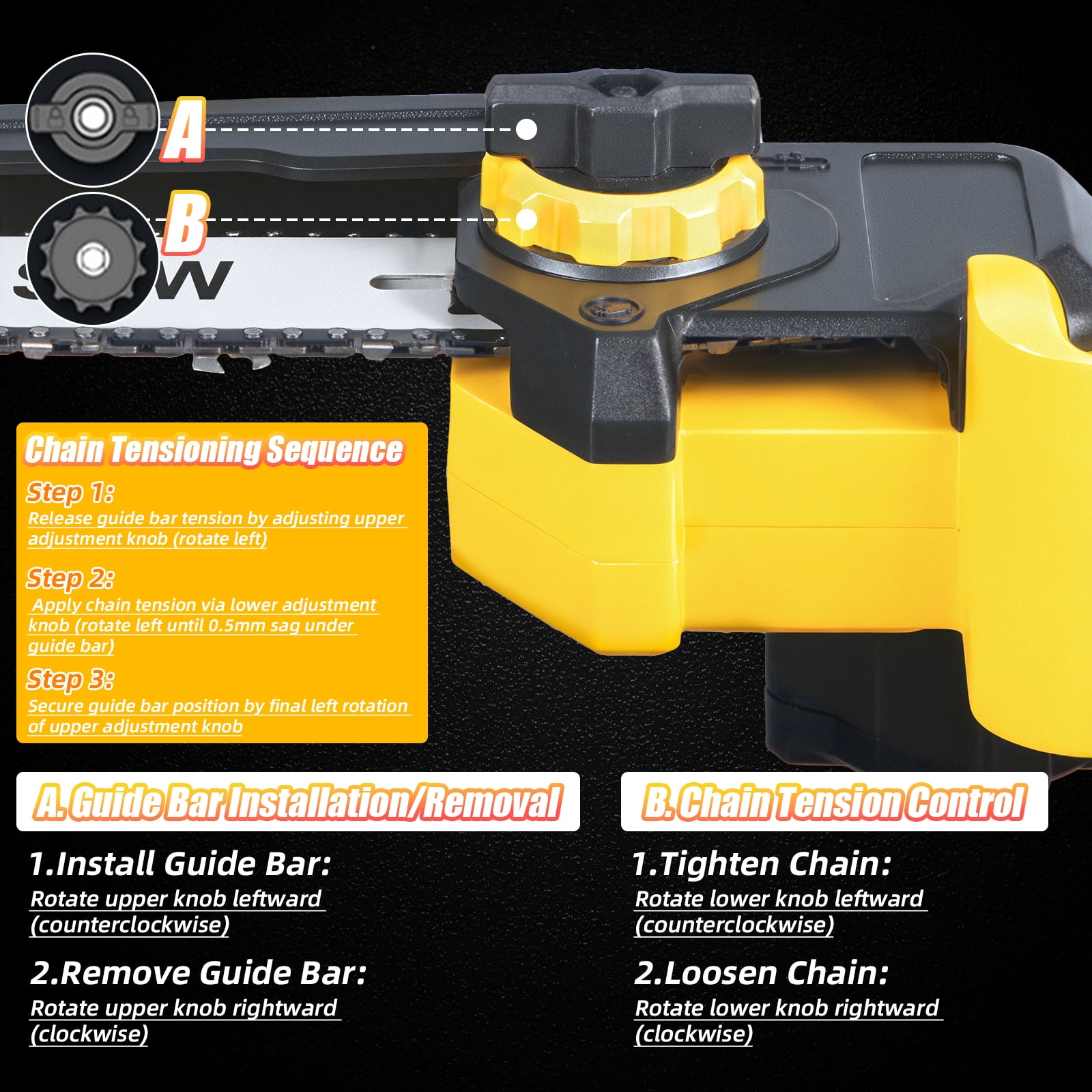 Paddsun Mini Chainsaw Cordless, 8 inch 21V Electric Chainsaw Battery Powered, Handheld Mini Chain Saw with 2 Batteries and 2 Chains