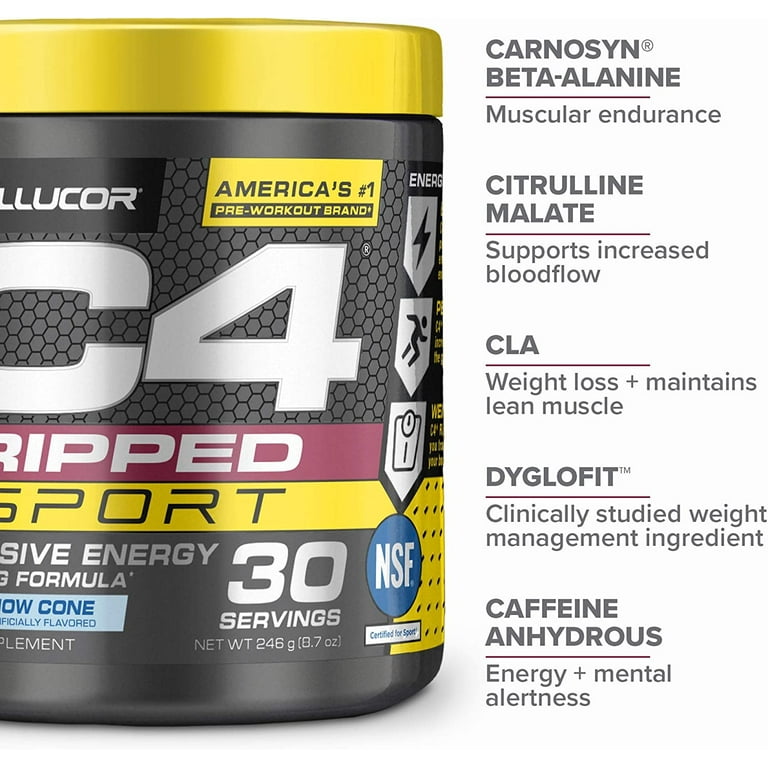 C4 Ripped Sport Pre-Workout, Arctic Snow Cone - 246 g