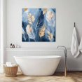 thumbnail image 6 of Wall Art Prints, Blue Gold Feather Framed Canvas Prints for Bedroom Living Room Bathroom Office, Modern Oil Painting Gradient White Gallery Wrap Wall Art Poster for Gifts Home Decor 12"x12", 6 of 9