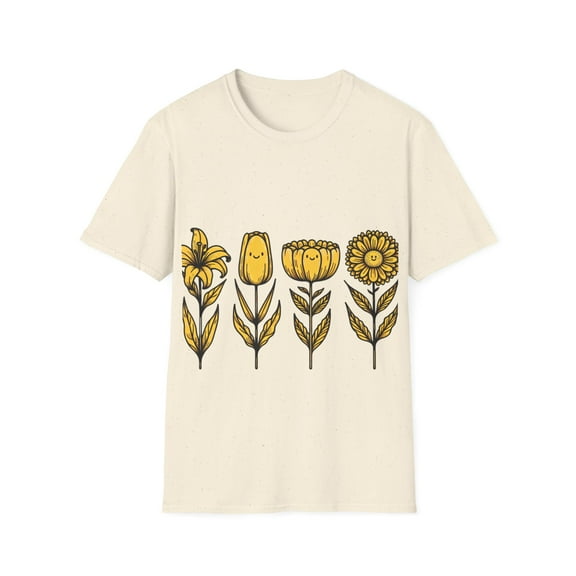 Boho Happiness Shirt with Smiling Yellow Flowers - Choose from Three Colors