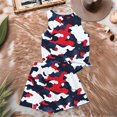thumbnail image 6 of WTOBBY Women's Summer Color Block Print Two Piece Set Vest Sleeveless Top and Shorts Outfit Retro Style for Casual Fashion and Independence Day Themes ,Deep Red S, 6 of 6