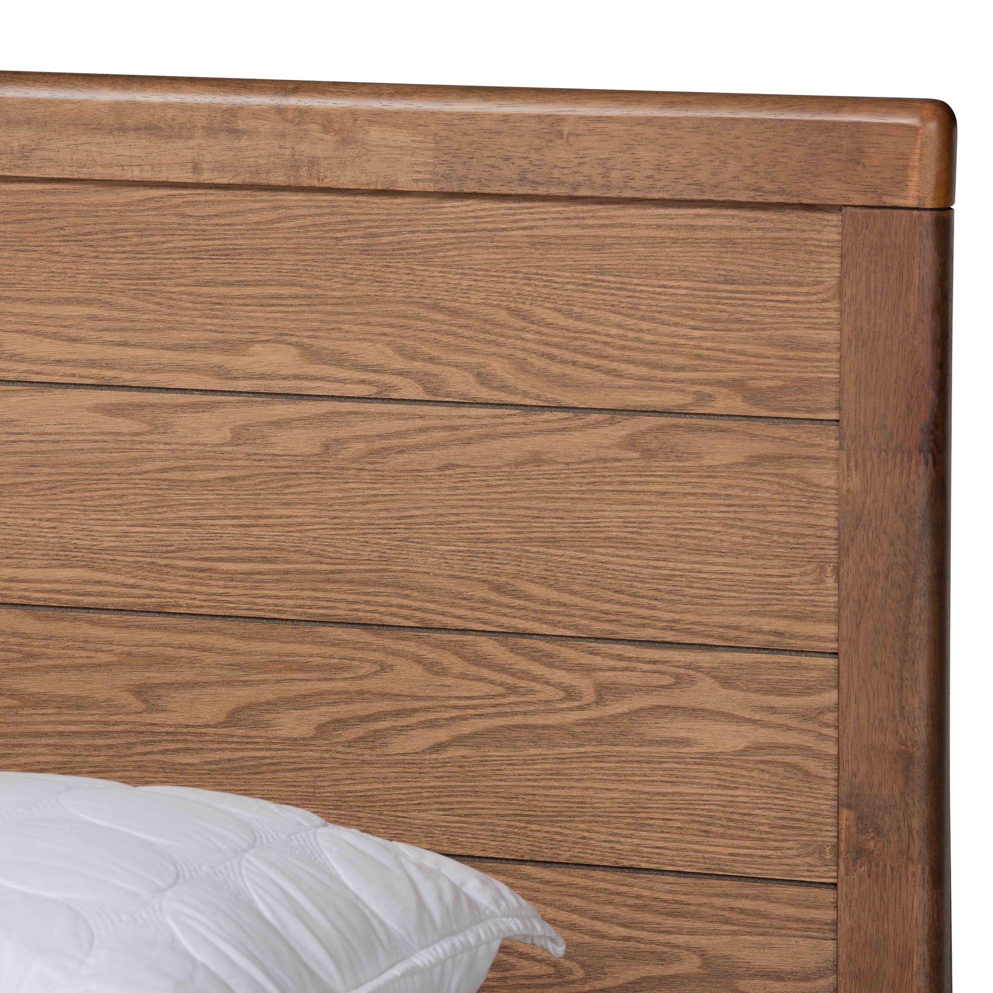 Baxton Studio Alba Modern Transitional Ash Walnut Brown Finished Wood King Size 4-Drawer Platform Storage Bed with Built-In Shelves