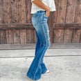 thumbnail image 6 of Floleo Jeans For Women Clearance Pocket Solid Jeans Denim Pants Plus Size Hole Bottom Casual Pants Bell Bottoms Fashion, 6 of 6
