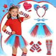 thumbnail image 2 of 5PCS Book Character Costumes for Kids Girls, Thing Costume with Red Blue Tutu Fuzzy Headband Bow Tie High Socks and Gloves for Halloween Reading Week Birthday and Cosplay Prty, 2 of 7