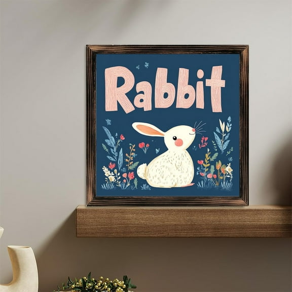 Bunny Floral Art Wooden Sign Wall Plaque - Vintage Art Decoration, Wall Decoration - Ideal Gift For Home Decoration, Living Room, Bathroom, Bedroom, Garden, Dining, Bar, Cafe, Festival Party Decor