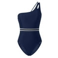 thumbnail image 2 of NIEWTR One Shoulder One Piece Swimsuit Tummy Control Bathing Suit for Women Full Coverage Swimwear(Navy,M), 2 of 5