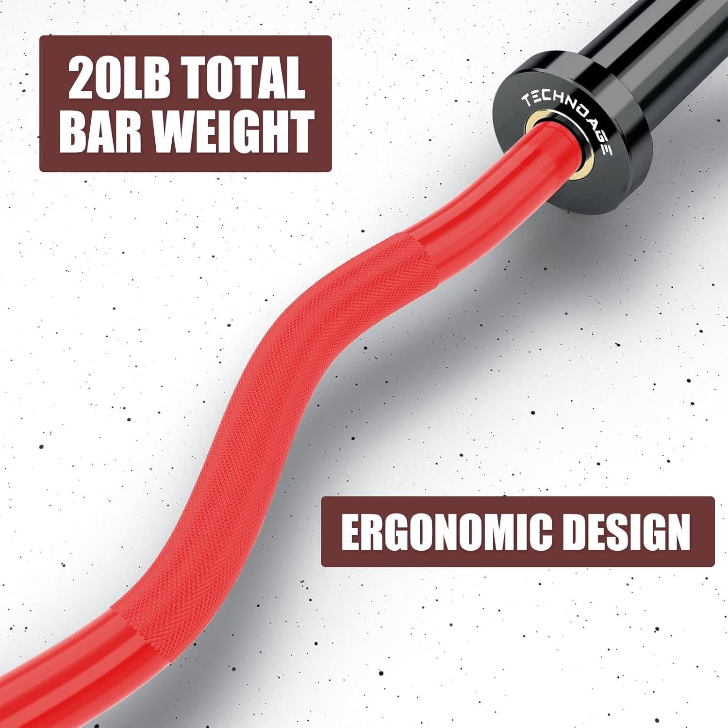 Tuekys 47 Inch Barbell Bar for Weightlifting and Powerlifting, Weight Bar for 500lbs Capacity, EZ Curl Bar Fit 2" Standard Weight Plates