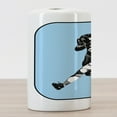 thumbnail image 3 of Sports Ceramic Toothbrush Holder, American Football League Game Rugby Player Run Original Retro Illustration, Decorative Versatile Countertop for Bathroom, 4.5" X 2.7", Blue Black White, by Ambesonne, 3 of 4