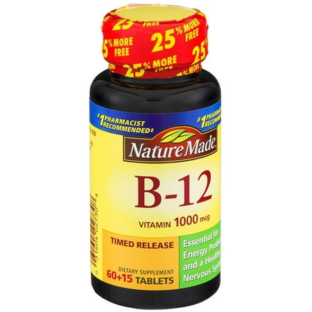 Nature Made Vitamin B-12 1000 mcg Dietary Supplement Tablets, 75 CT (Pack of 3)