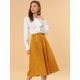 thumbnail image 4 of Falda Midi Allegra K de lunares vintage con Cremallera En la Cintura Elástica para Mujer Amarillo XS, 4 of 6