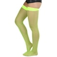thumbnail image 6 of ToBeInStyle Womens Sexy Nylon Versatile Fine Fishnet Thigh High Stockings w/ Opaque Band - Neon Green, 6 of 6