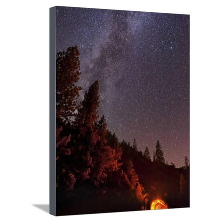 Milky Way Over Mountain Tunnel in Yosemite National Park Stretched Canvas Print Wall Art By Stocktrek (Best Place To See Milky Way In Yosemite)