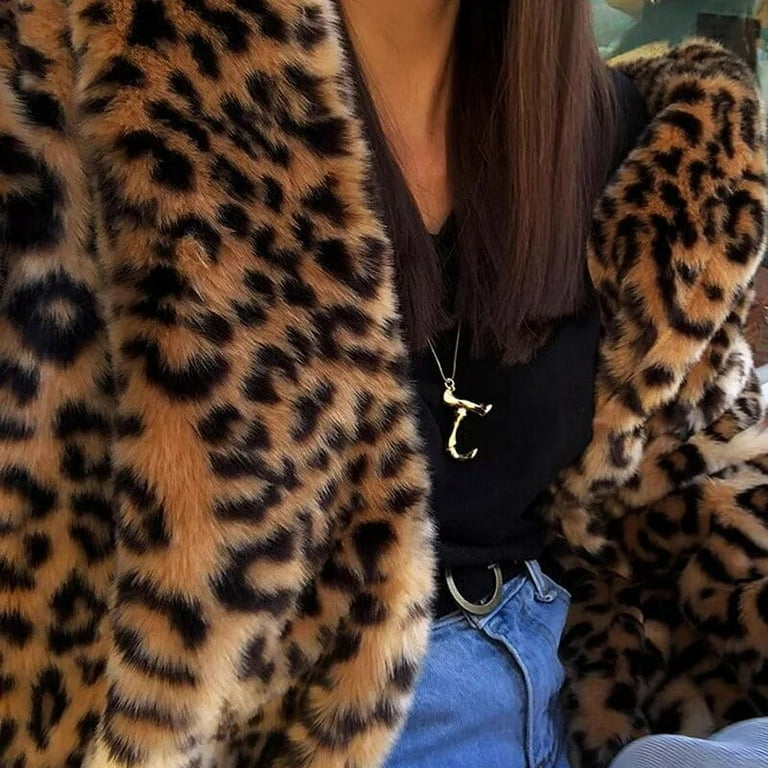 High Street Leopard Print Long Faux Fur Coat Fluffy Jacket High Street Leopard Print Long Faux Fur Coat Fluffy Jacket