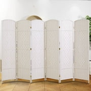 Room Divider 6-Panel Privacy Screen 6ft Freestanding Double Hinged Folding Screen