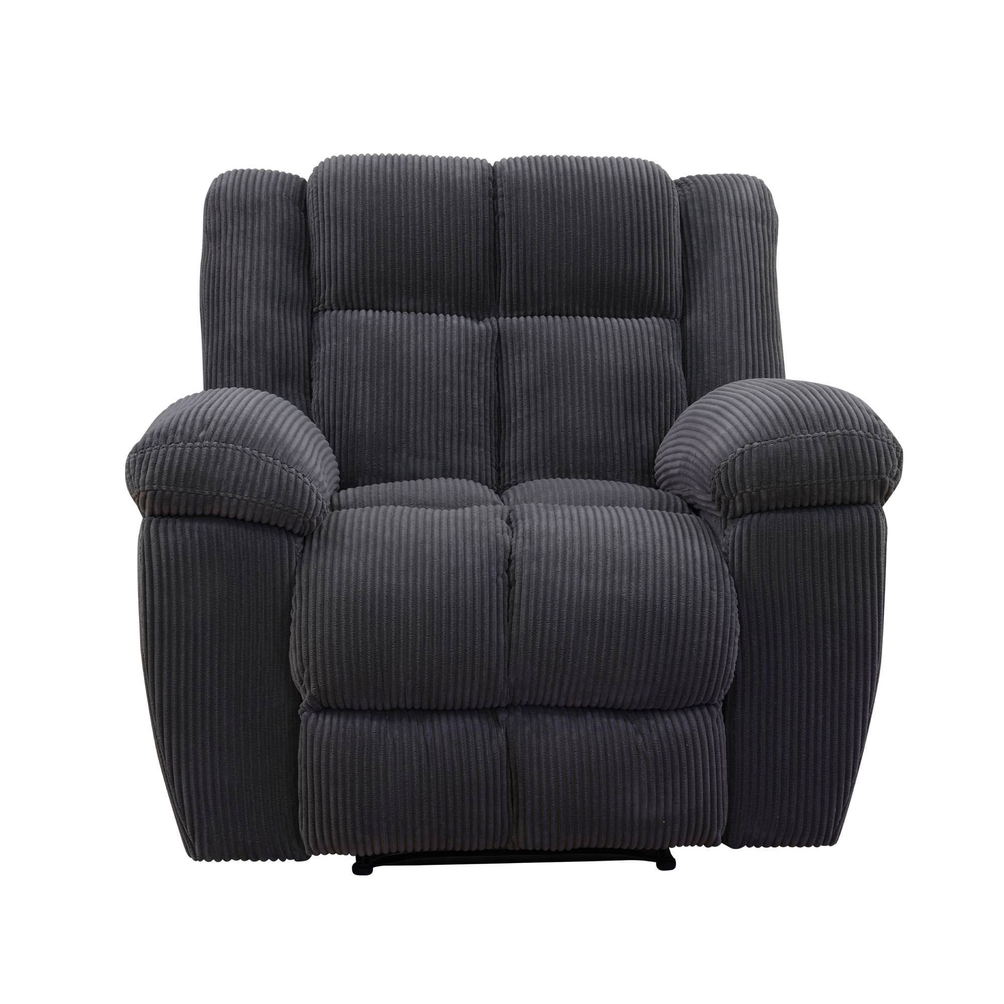 Manual Recliner Chair, Overstuffed Recliner with Soft Cushion, Comfy Padded Reclining Single Sofa for Living Room, Dark Grey