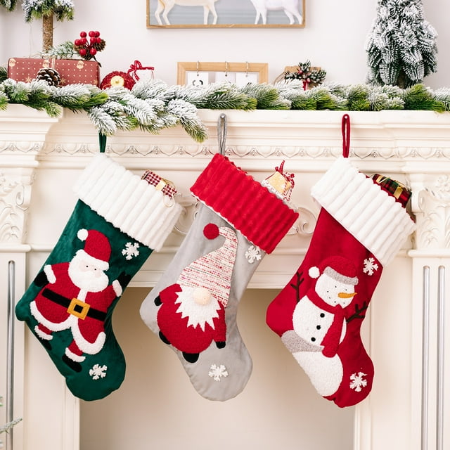 Calcetín de Navidad XianweiShao 3 piezas personalizado 43 cm decoración de árbol de Navidad
