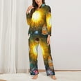 thumbnail image 3 of Disketp Pajamas Set Long Sleeve Sleepwear Womens Button Down Nightwear Pj Sets-Space Planet, 3 of 9