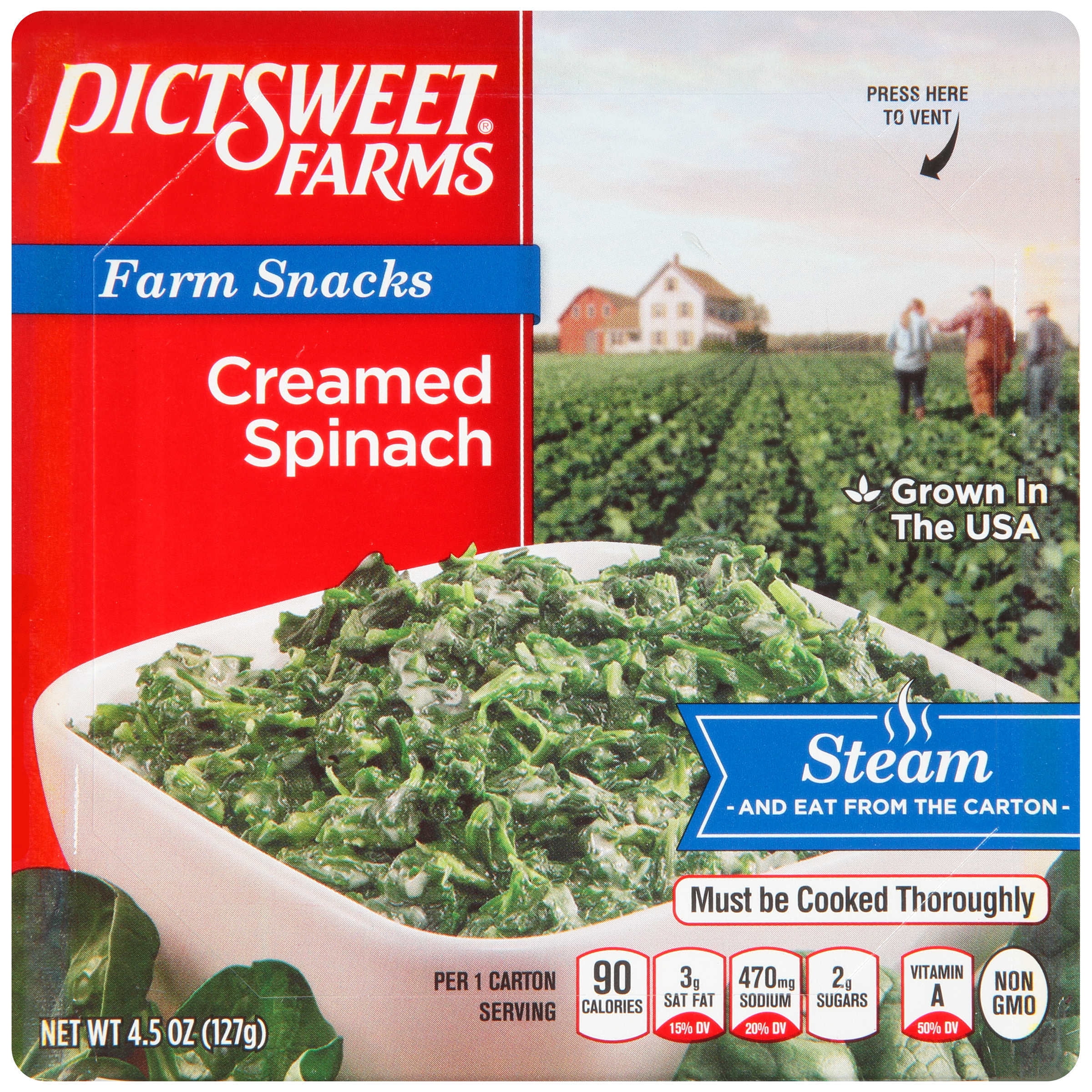 Pictsweet Farms® Farm Snacks Creamed Spinach 4.5 oz. Carton