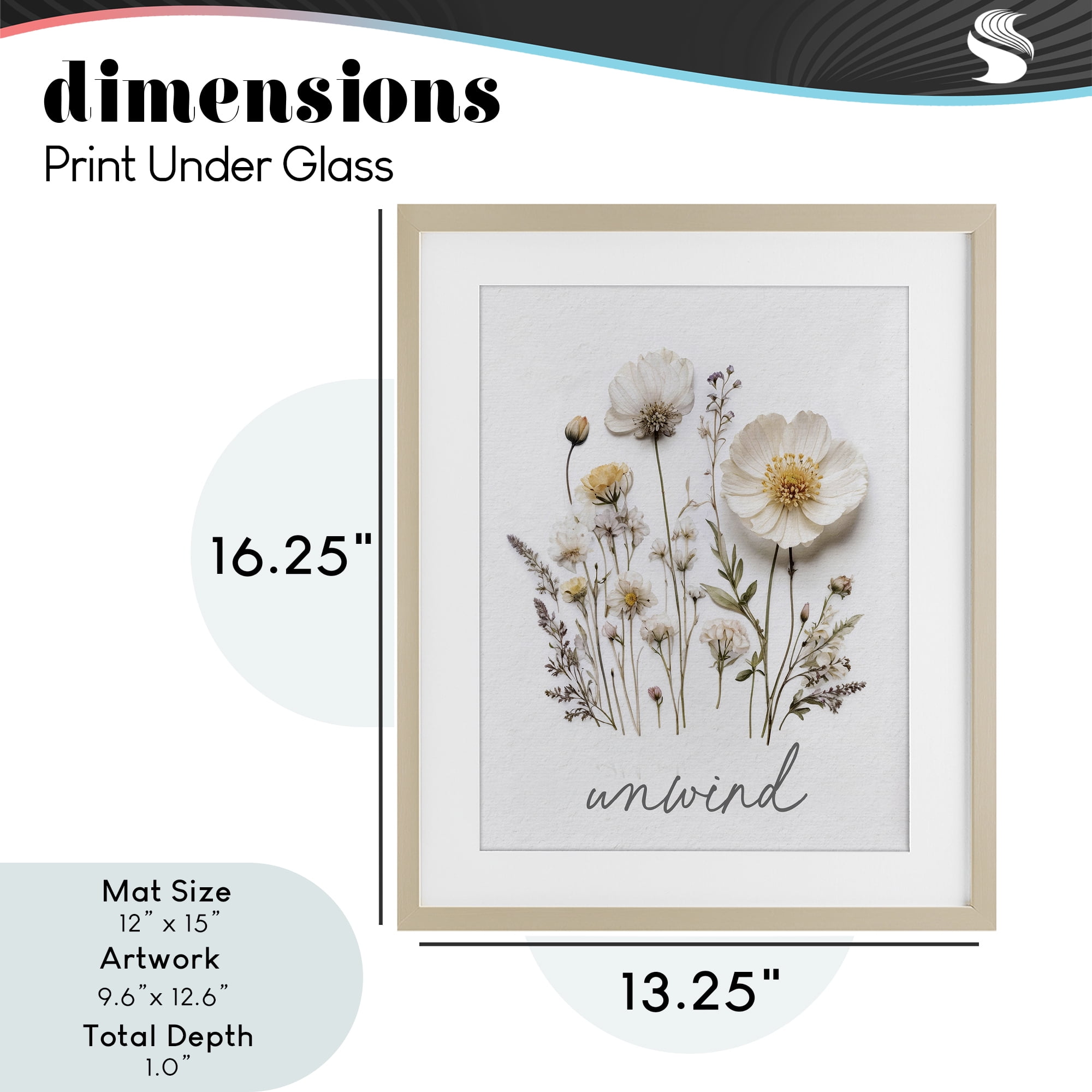 Pressed Flowers Unwind Birch Framed Print Under Glass, design by Lettered and Lined