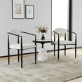 thumbnail image 7 of DUOSONG Woker Dining Chairs Set Of 2, Mid-Century Modern Dining Chairs, Kitchen Dining Room Chairs, Round Boucle Backrest Sherpa Dining Chair With Black Metal Legs White+Black Metal Dining Seating, 7 of 7