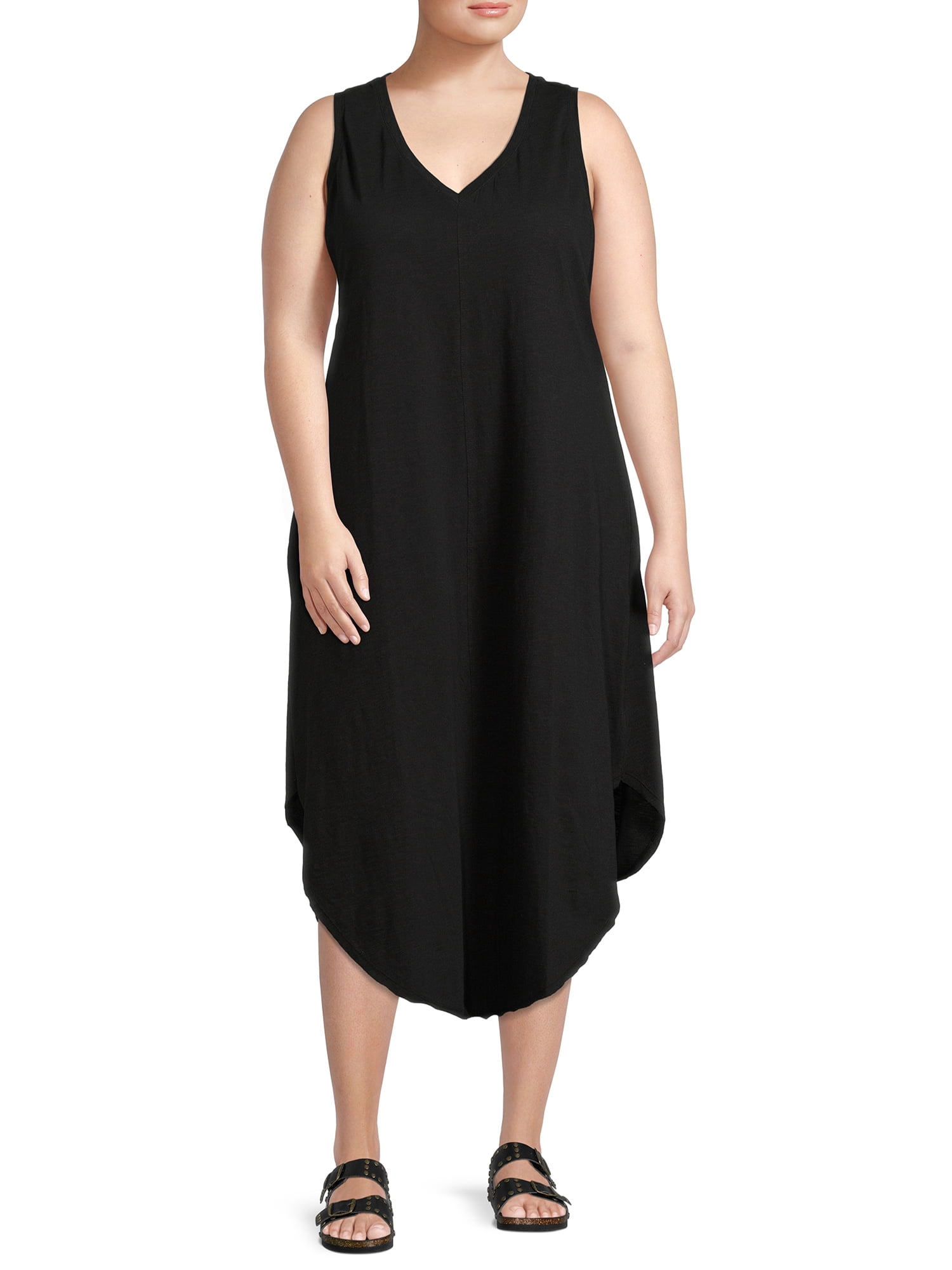 Terra & Sky Women's Plus Size V-Neck Sleeveless Tank Dress