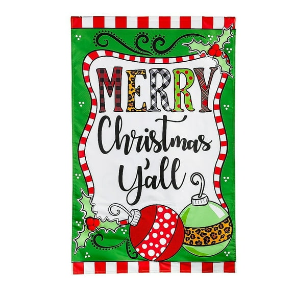 Merry Christmas Y'all House Applique Flag