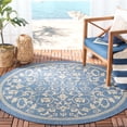 thumbnail image 2 of Safavieh Courtyard Nanda Botanical Indoor/Outdoor Area Rug, Blue/Natural, 7'10" x 7'10" Round, 2 of 13
