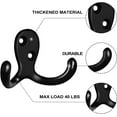 thumbnail image 6 of Rungopro 20 Pack Coat Hooks, Wall Hooks, Double Coat Hooks Wall Mounted, Coat Hooks for Wall Hooks for Hanging with 40 Screws Black Hooks for Hanging Coat, Bag, Scarf, Towel, Hat, Key, Cup, Black, 6 of 7