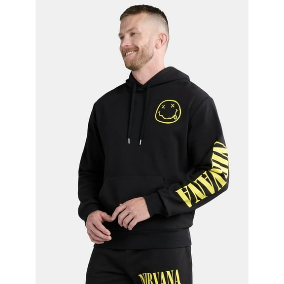 Nirvana Men’s & Big Men’s Smiley Graphic Hoodie, Sizes XS-3XL