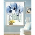 thumbnail image 2 of Blue Flowers Tie Up Curtains for Window, Thermal Insulated Balloon Shade Adjustable Rod Pocket Curtains Valance Panels for Kitchen Bathroom Cafe 52 x 63 Simple Gradient Tulip Floral Branches, 2 of 6