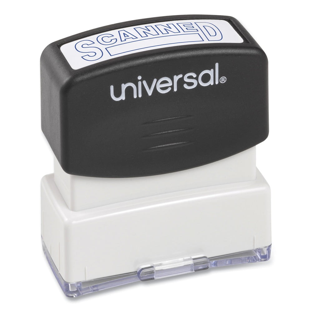 (2 pack) Universal Message Stamp, SCANNED, Pre-Inked One-Color, Blue -UNV10157