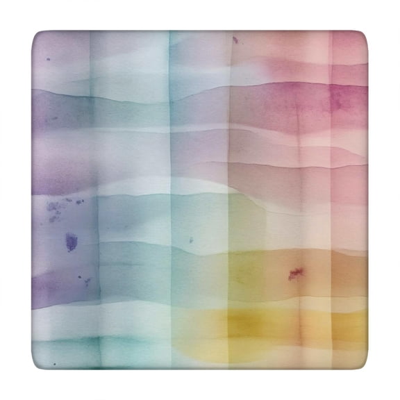 Colorful Watercolor Stripe Pattern Square Fitted Tablecloth with Elastic Edge,Square Table Cover,Washable Elastic Table Cover for Home Kitchen Party Decor 34"x34"