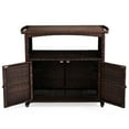 thumbnail image 3 of IVV Outdoor Wicker Bar Cart with Storage Cabinet, Patio Buffet Serving Cart w/Wheels & Slatted Composite Wood Tabletop, Rolling Beverage Prep Table for Porch Backyard Garden Poolside Party, Brown, 3 of 10
