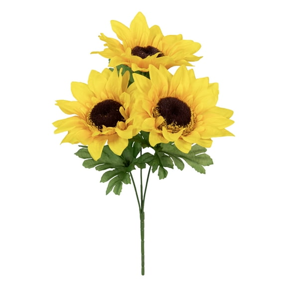 11-inch Artificial Silk Yellow Sunflower Cemetery Pick, for Indoor/Outdoor Use, by Mainstays