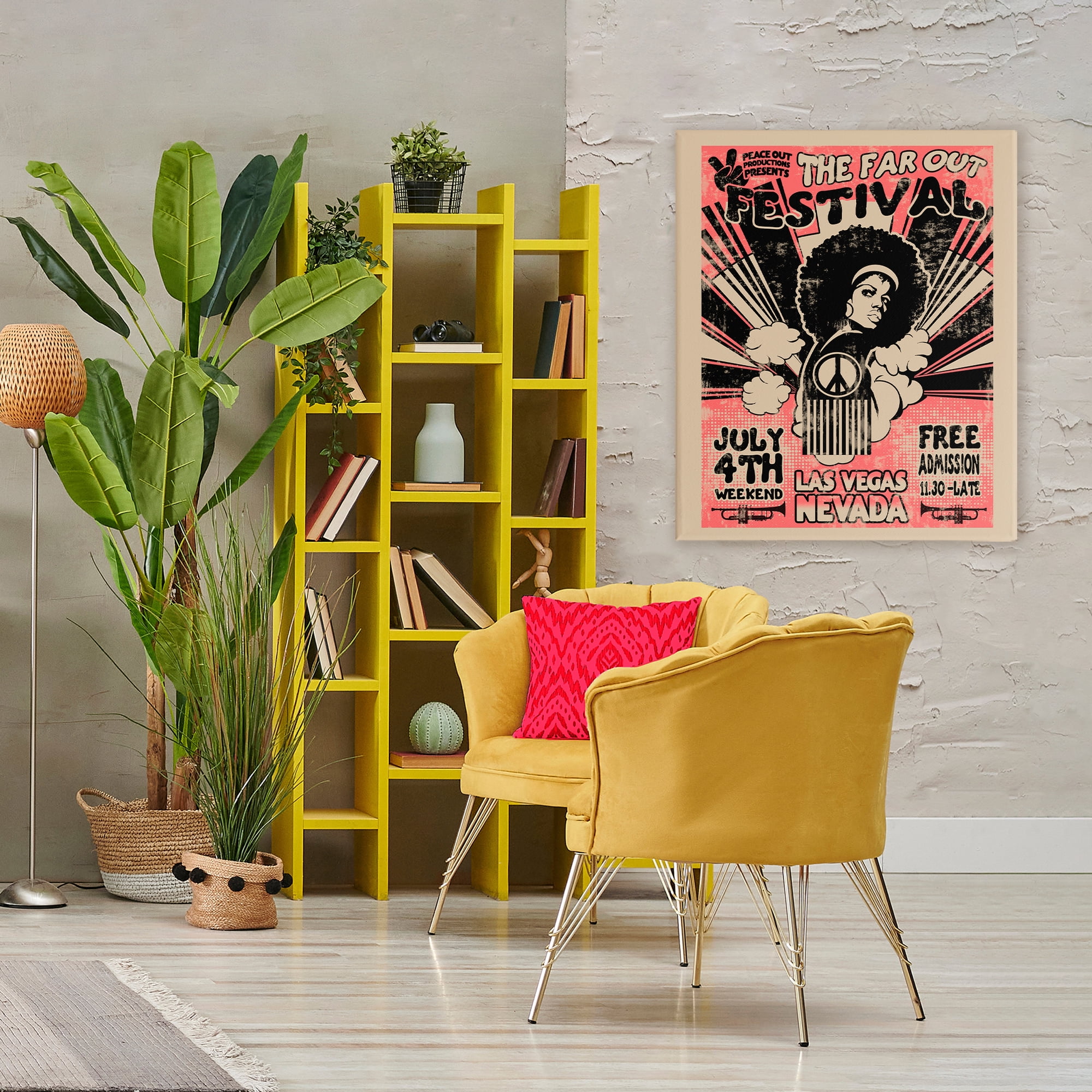 Stupell Industries Retro Far Out Festival Poster Canvas Wall Art, design by Ali Chris