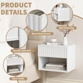 thumbnail image 6 of Floating Nightstand Set of 2, Modern Wall Mounted Bedside Tables with Fluted Drawer, Night Stand Small End Table with Open Storage Shelf for Bedroom, Living Room, Small Spaces, White, 6 of 7
