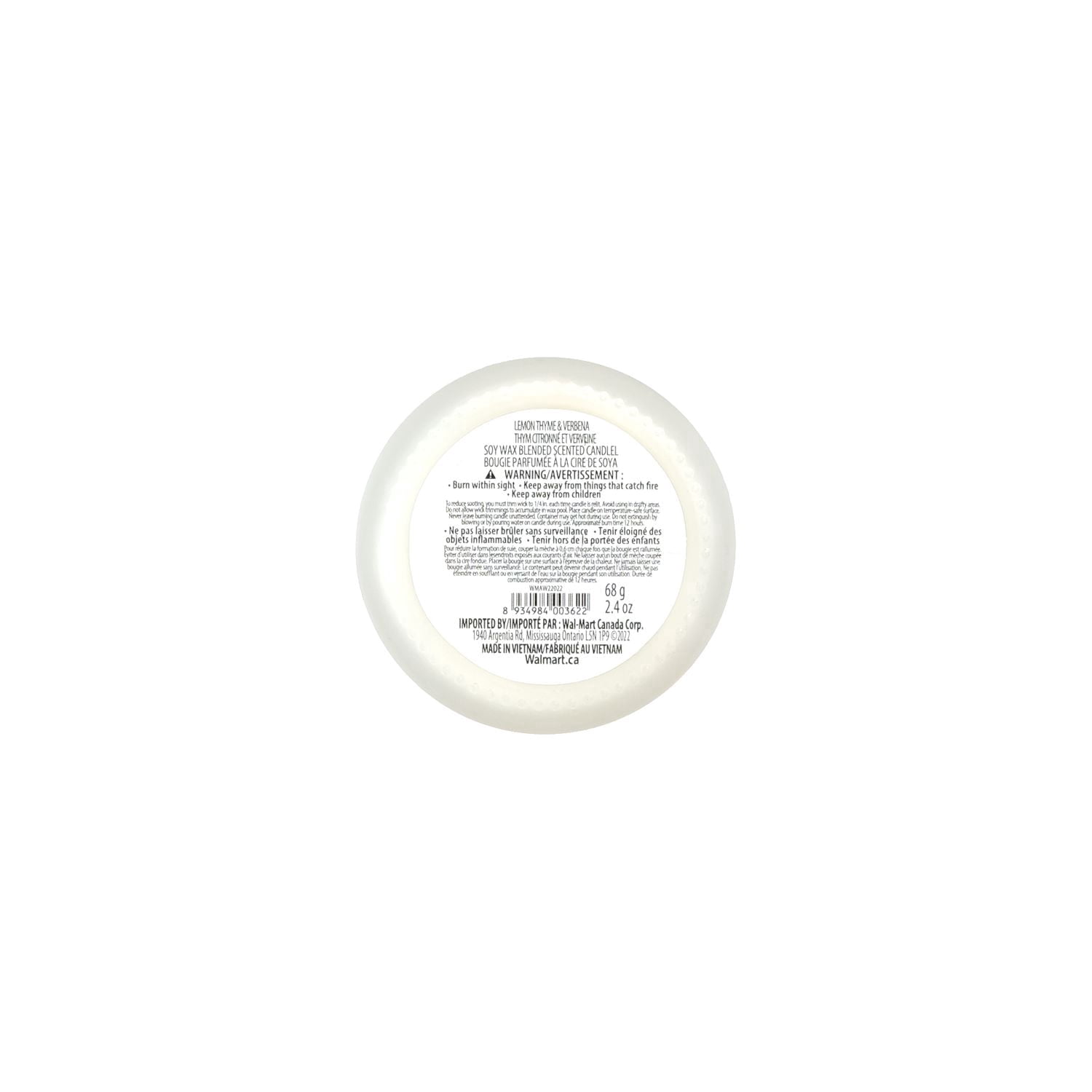 Art Wick 2.4OZ Thym au citron et cire de soja de verveine Bougie parfumée mélangée, 1 mèche de coton