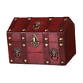 thumbnail image 4 of veasfak Pirate Treasure Chest Solid Wood Handmade Photo Props Decorative Storage Box Red, 4 of 9