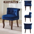 thumbnail image 5 of Velvet Vanity Chair with Back, Tufted Upholstered Vanity Stool with Solid Wood Legs, Mid Century Small Makeup Chair for Vanity, Accent Chair for Bedroom, Living Room, Navy, 5 of 6