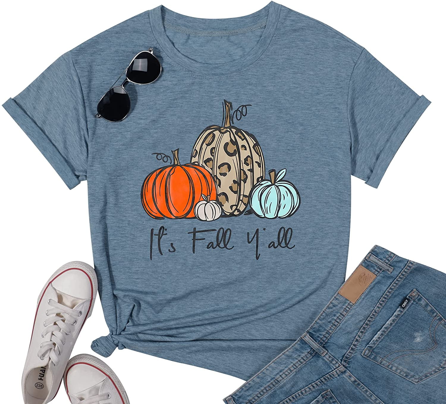 Womens Funny Leopard Pumpkin Shirts 