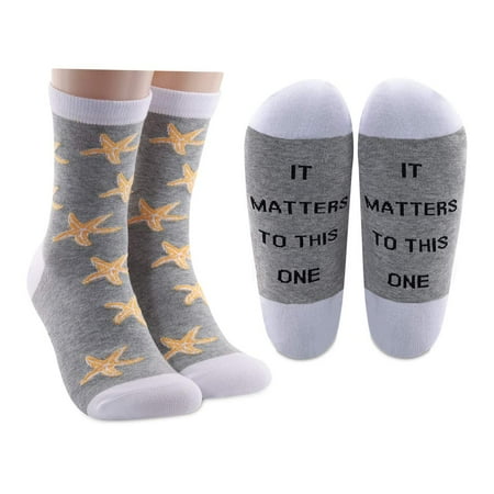 

LEVLO Starfish Story Gift Social Worker Gifts It Matters To This One Starfish Cotton Socks Adoption Gift Thank You Gift for Volunteer (2 Pairs/Set)