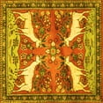 thumbnail image 1 of Ahgly Company Machine Washable Indoor Square Animal Yellow Traditional Area Rugs, 7' Square, 1 of 4