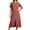 Red, variant on Levmjia Women's Summer Dress Short Sleeve Crew Neck Side Pocket Casual A Line Midi Dress with Side Slit Loose Fit Solid Color Day Dresses