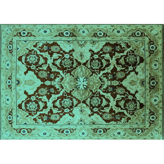Ahgly Company Indoor Rectangle Oriental Turquoise Blue Traditional Area Rugs, 2' x 3'