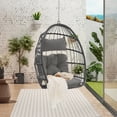thumbnail image 3 of AOOWOW Gray Hanging Egg Chair Without Stand, Wicker Swing Chair with Red Cushion, 350lbs Indoor Outdoor Use, 3 of 5