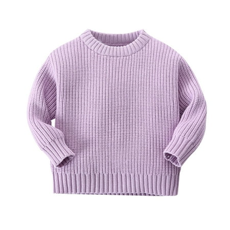 Toddler Baby Girl Boys Sweater Round Neck Long Sleeve Candy Color Knitted Pullover Tops Autumn Winter Sweatshirt