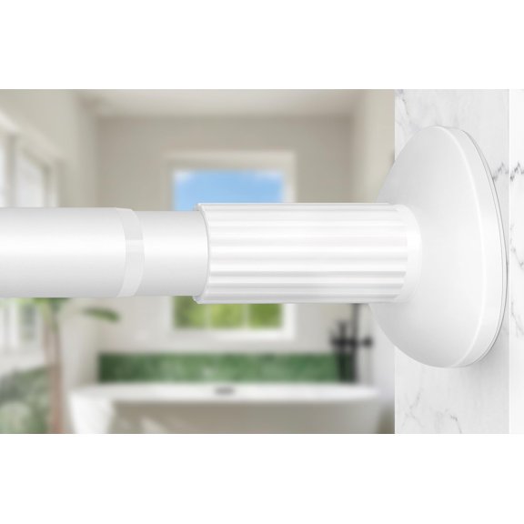 Tension Curtain Rod 51-86 Inch, Curtain Rod No Drilling for Window or Bathroom Closet, Outdoor Curtain Rods for Patio Tension Rod, Easy to Install, Never Rust, Rod Diameter 1.26 Inches - White