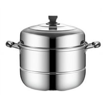 28 cm/11 in Thickened Stainless-Steel Double-Layer Steamer Pot, Induction-Compatible Soup Steam Cooker for Fish Buns Dumplings, Even-Heat Multi-Use Stockpot