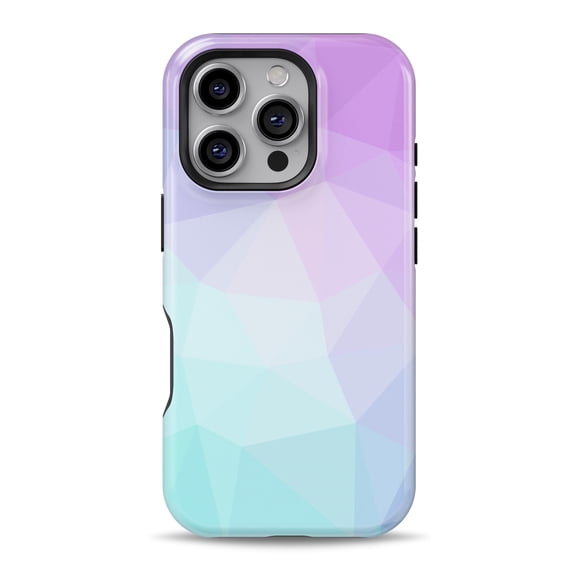 DesignSkinz Scratch-Resistant Hard Slim Case Compatible with iPhone 16 (Compatible with MagSafe) - Teal & Purple Geometric Gradient