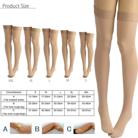 1 Pair of Beige Sexy Compression Thigh High Stockings Prevent Varicose Vein Relief 30-40mmHg Support Keep Warm in (Best Way To Prevent Varicose Veins)